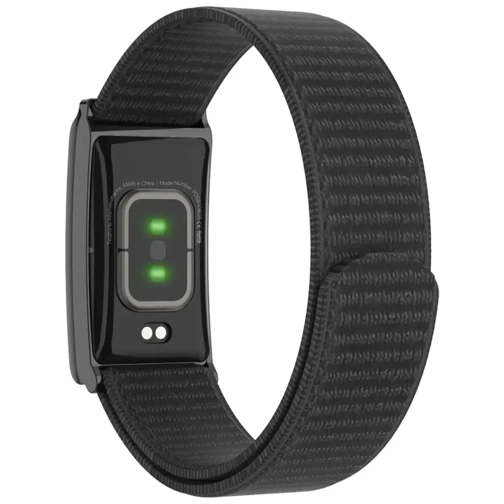 Porodo Track Fit Smart Fitness Band, Ip68 Water Resistant, Long Life 30-days Battery, Heart Rate Track, Blood Oxygen, 128 Sports Modes, Stress Monitor, Weather Forecast, (Orange Nylon Strap Included) Black