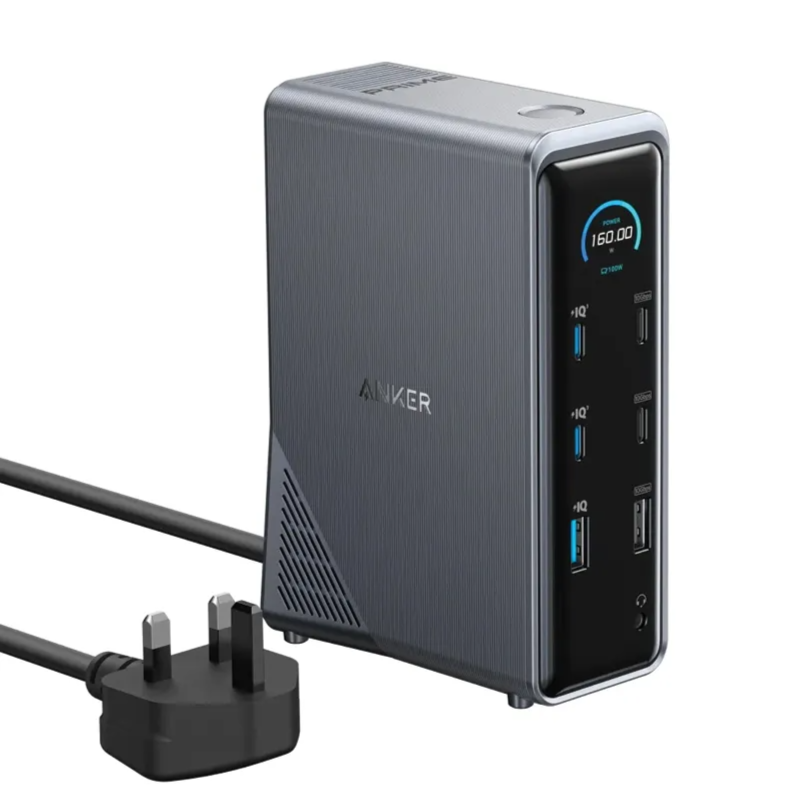 Anker Prime Charging Docking Station ( 14-in-1, Dual Display, 160w ) Gray – A83b62a1