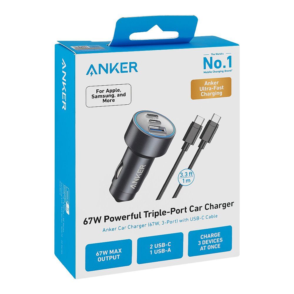 ANKER 67W Powerful Triple-Port Car Charger -B2731HA1