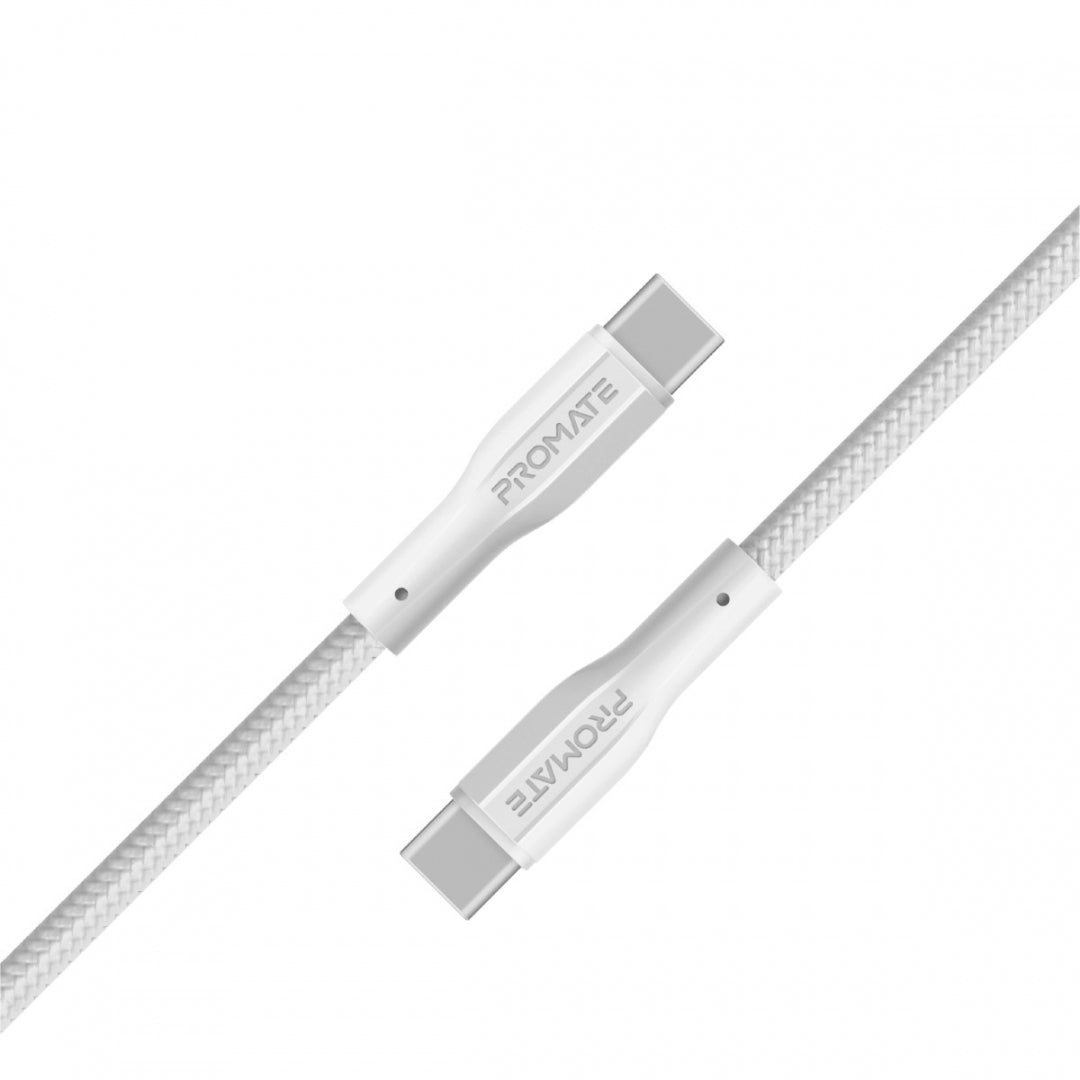 Promate USB-C to USB-C Cable, Premium 60W Power Delivery Fast Charging Type-C Cable
