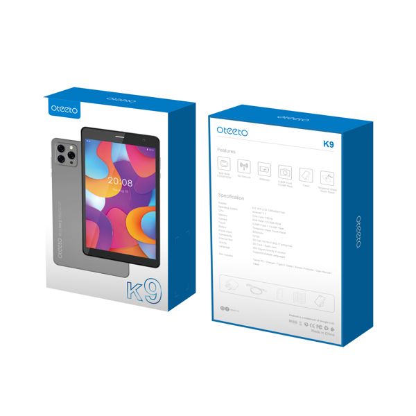 Oteeto K9 Tab 8GB+512GB - Gray