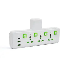 Wall Power Strip K04, 3 Sockets, 2 USB, 1 Type-C, 2500W - White