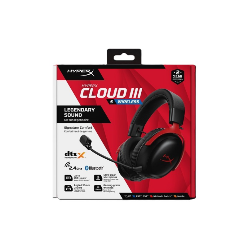HyperX Cloud III S Wireless - Gaming Headset (Black-Red)