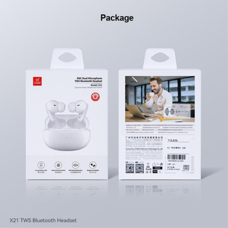 XUNDD X21 TWS HEADPHONES BLUETOOTH EARPHONES ENC NOISE REDUCTION WIRELESS EARBUDS