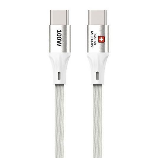Swiss Military Type C To Type C 1.2M 100W Premium Braided Cable - White