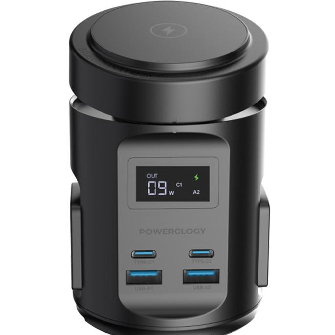 Powerology MagSafe Power Hub USB-C Power Delivery and USB-A QC 3.0 - Black