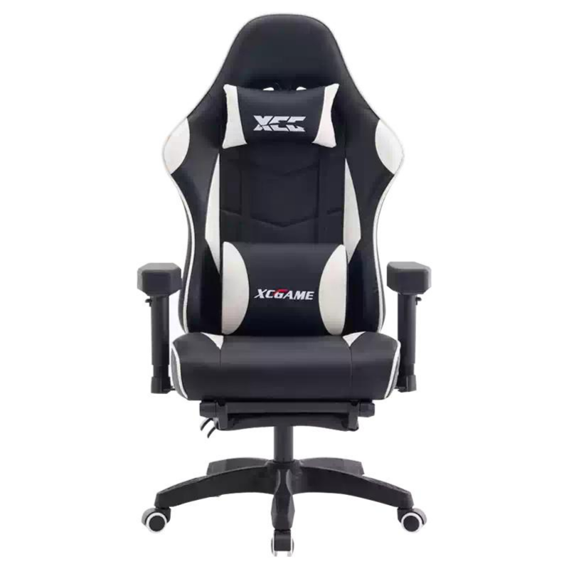 Xc-game Gaming Chair With Footrest Black And White