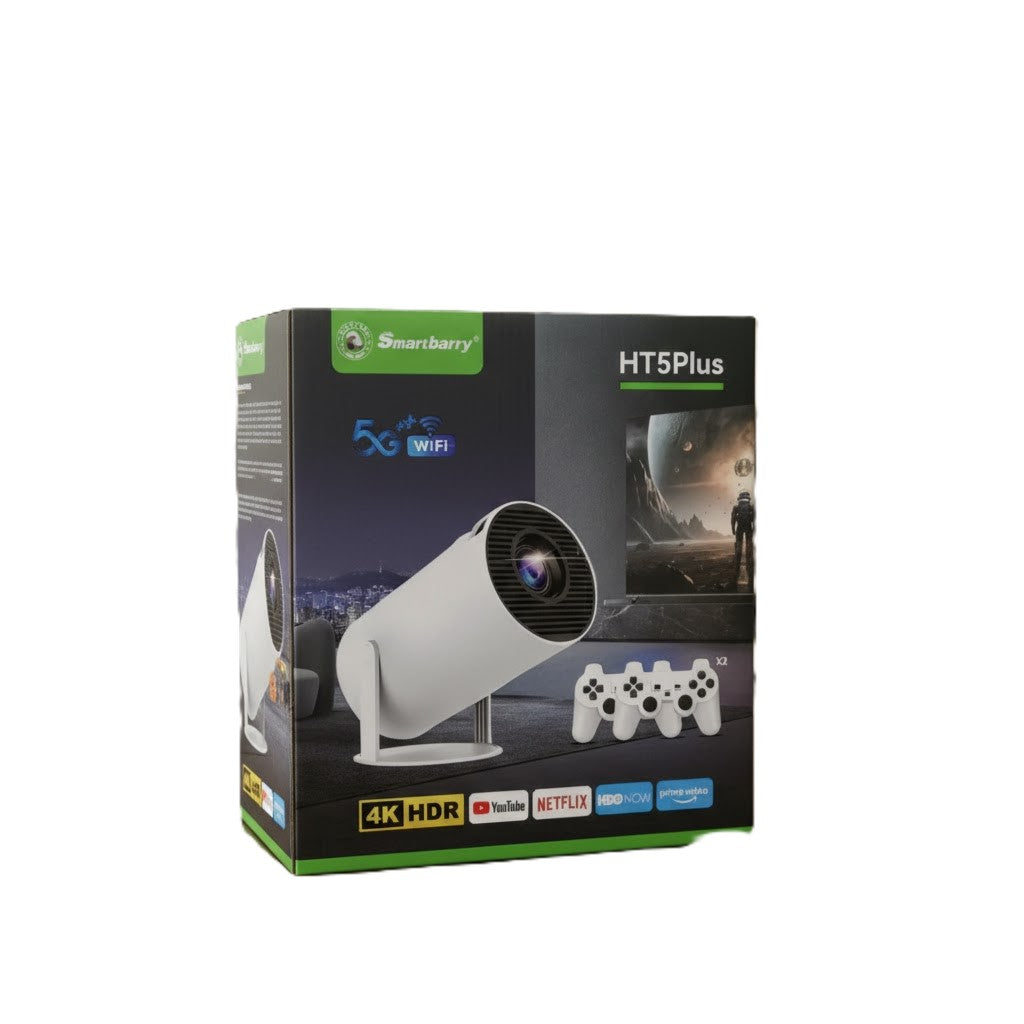 Smartbarry HT5 Plus 4K HDR Smart Projector 5G WiFi and 2 Game Controllers
