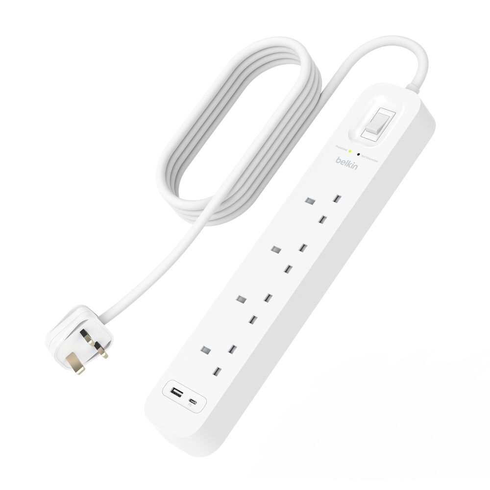 Belkin Surge Protector with USB-C and USB-A Ports (4 Outlet with 1 USB-C & 1 USB-A)