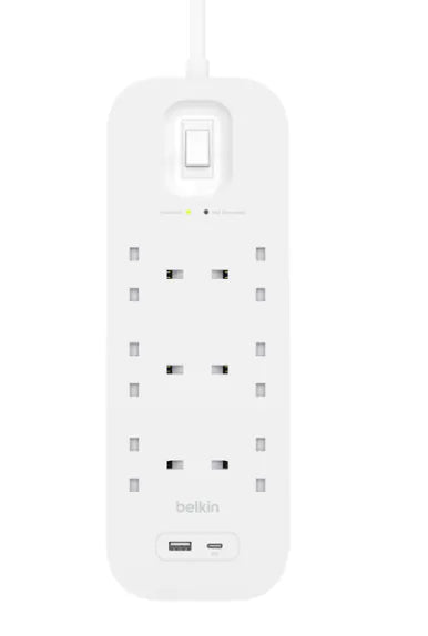 Belkin Connect Surge Protector with USB-C and USB-A Ports (6 Outlet with 1 USB-C & 1 USB-A, 2 meter)