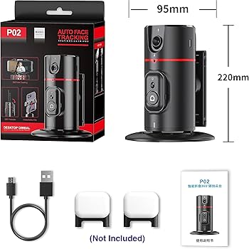 P02 360° Rotation Gimbal Stabilizer  Auto Face Tracking for Hands-Free Video Recording