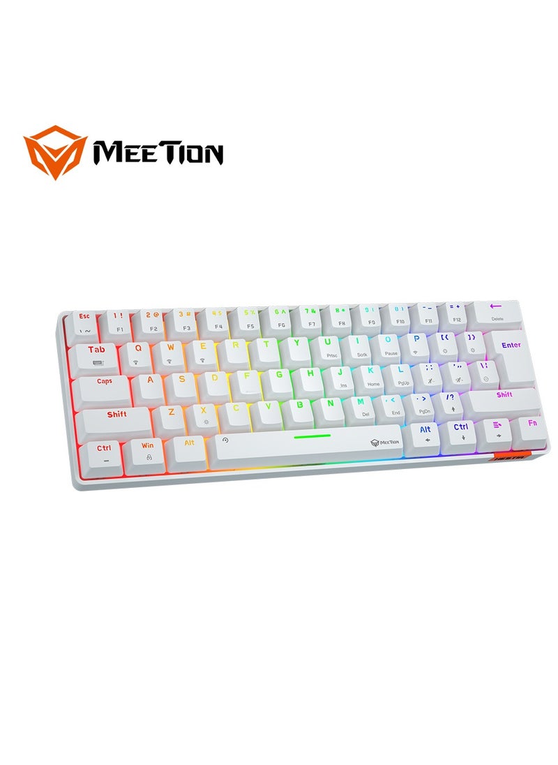 MEETION Dual Mode Bluetooth 60% Gaming Keyboard MK005BT WHITE