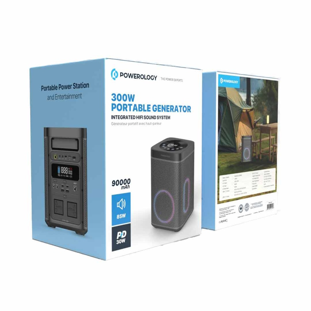 Powerology 90000mAh 300W Portable Generator Integrated Hi-Fi Sound System