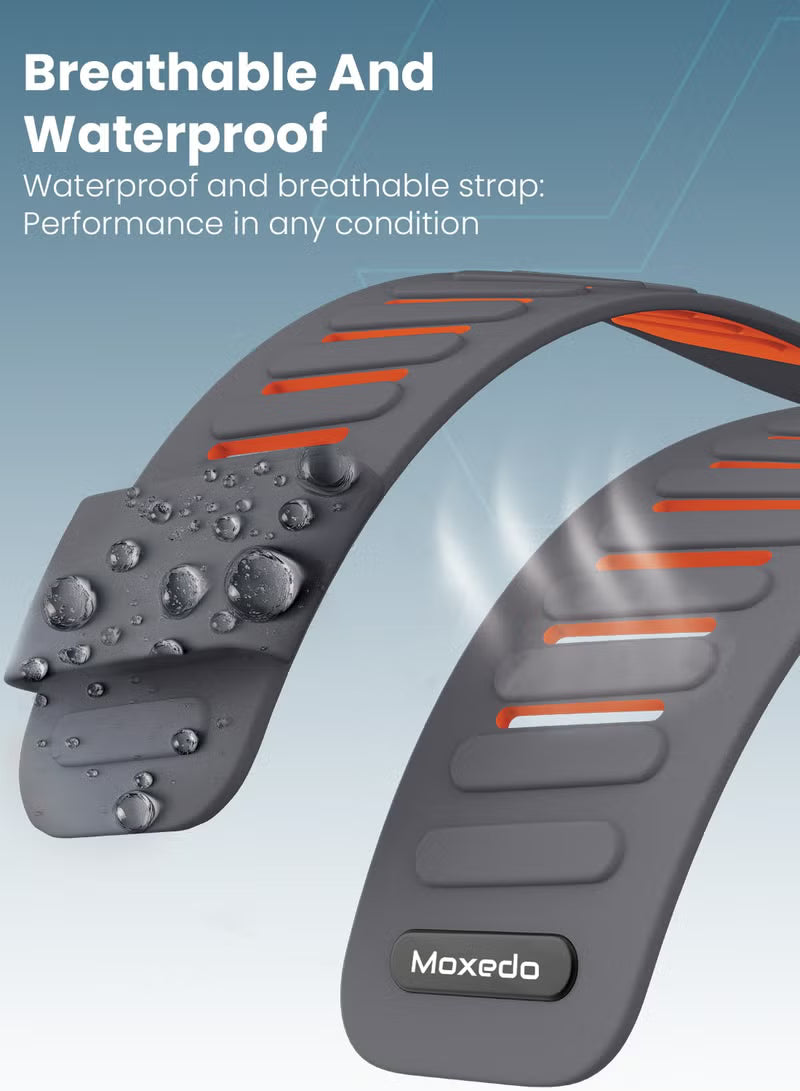 Moxedo Flow-Fit Silicone Watch Strap for Whoop 5.0 - GREY ORANGE