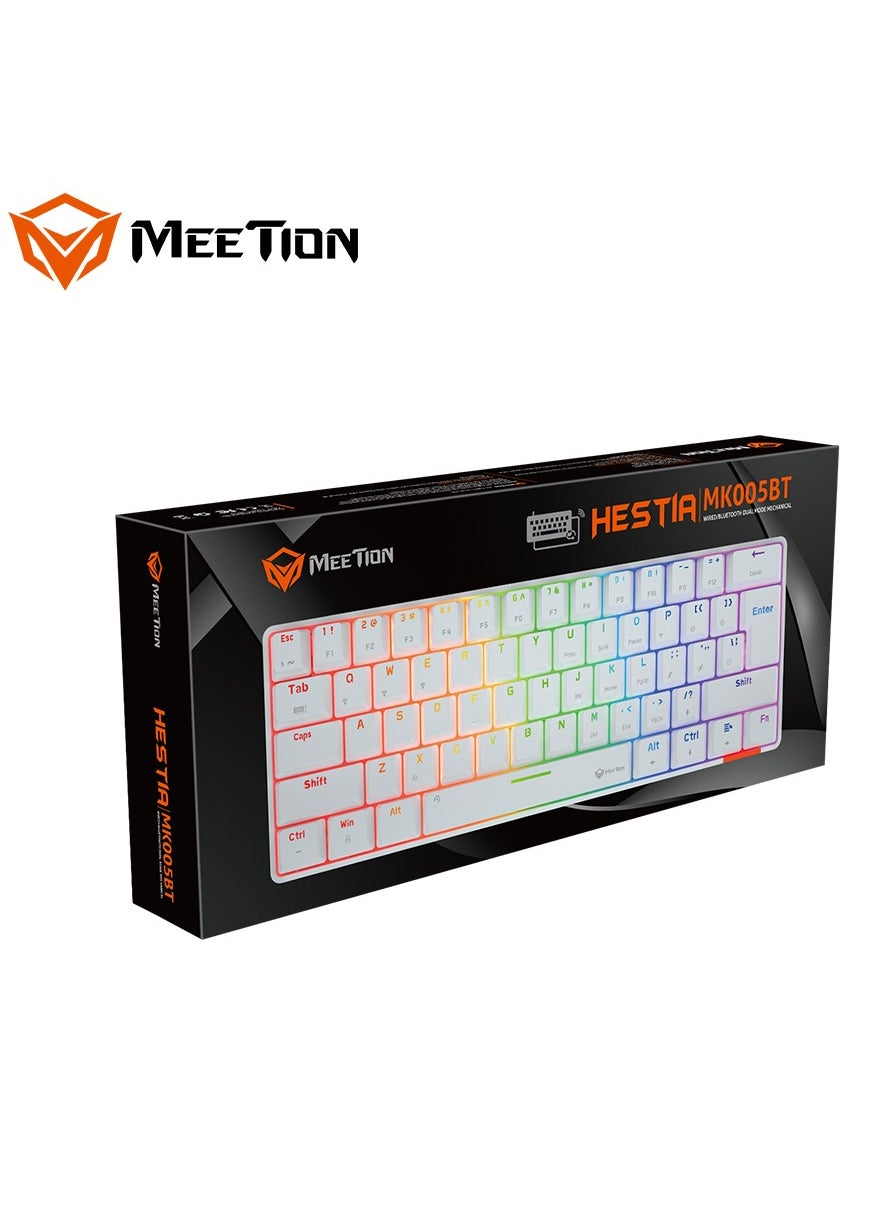 MEETION Dual Mode Bluetooth 60% Gaming Keyboard MK005BT WHITE
