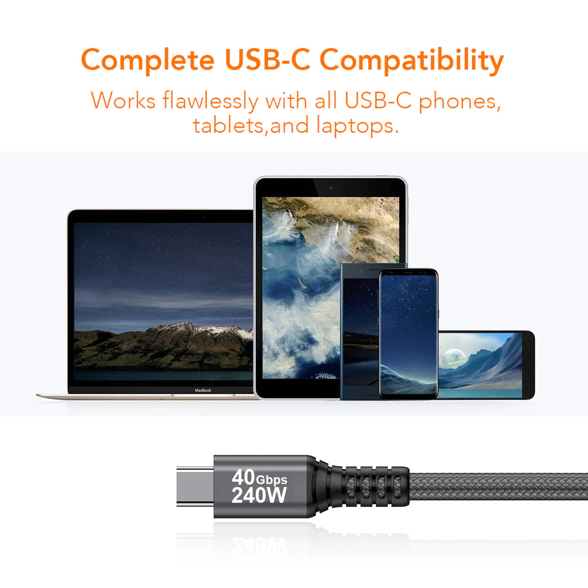 240W USB C to USB C Cable Fast Charging Cord Power Delivery 40G
