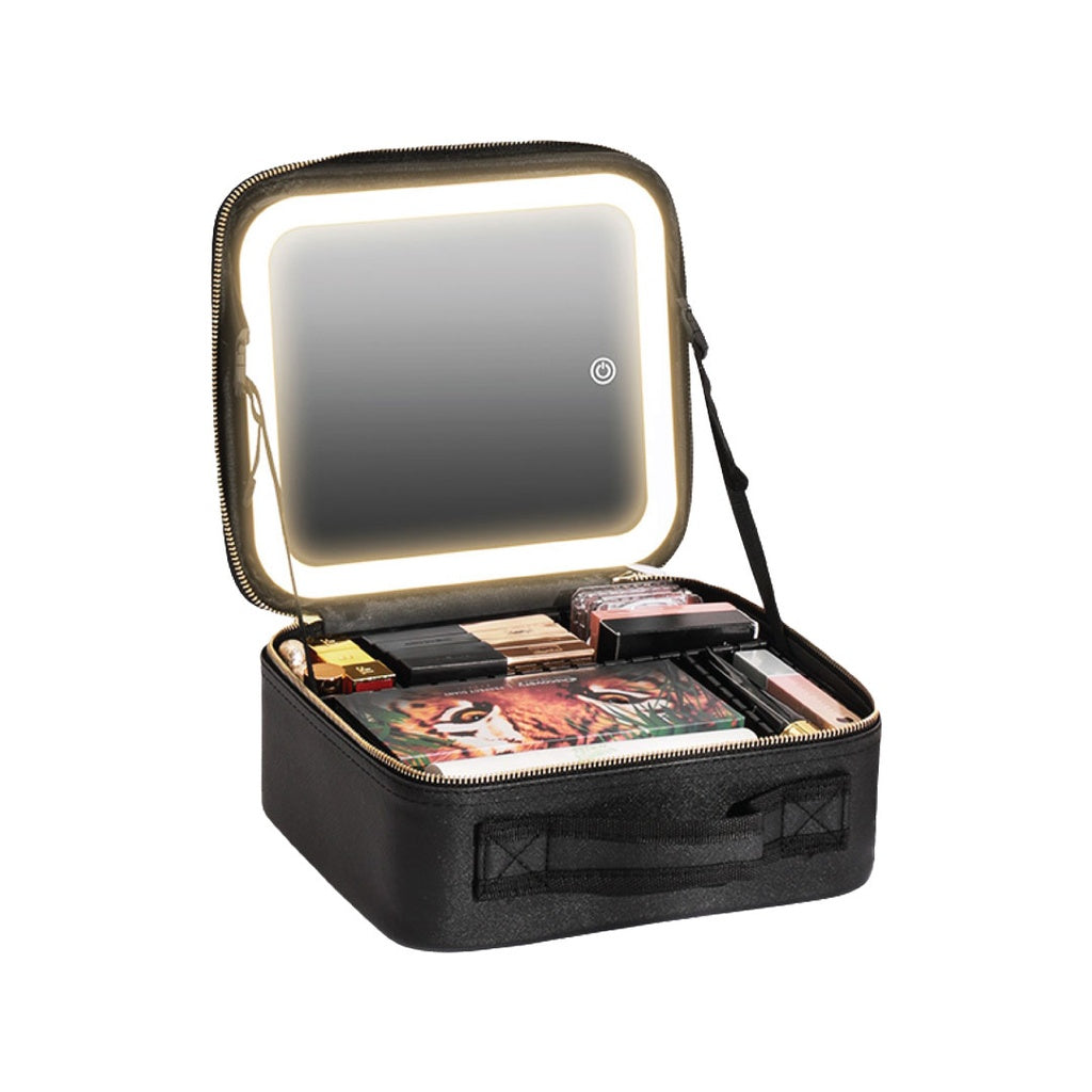 Green Lion Makeup Organizer with lighted mirror - Black
