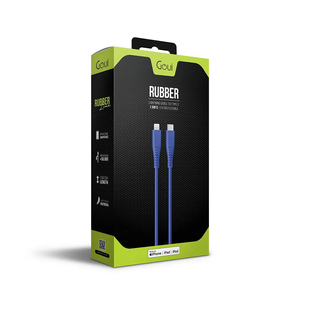 Goui USB-C to Lightning RUBBER Cable 1.5M – Blue