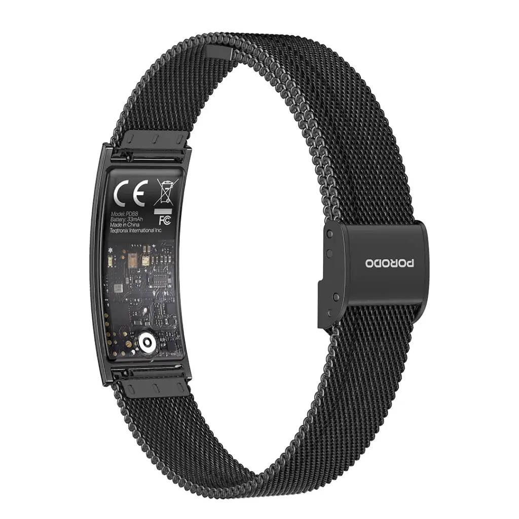 Porodo Trackfit Plus Smart Bracelet Fitness Tracker With Display App - Black
