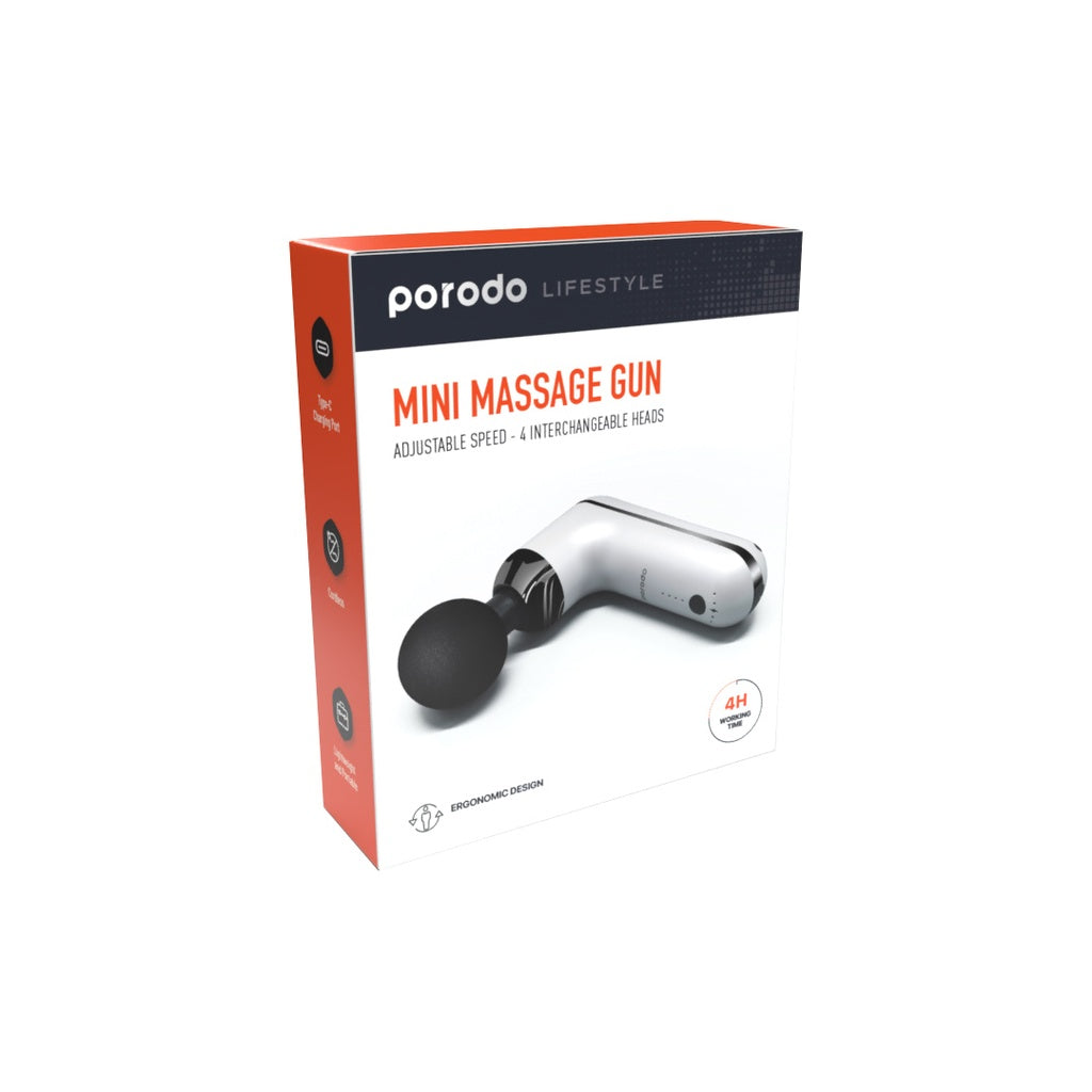 Porodo Lifestyle 12V Varying Speed Mini Massage Gun With USB-C Port 2000mAh