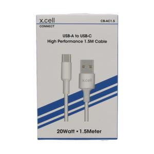 X.Cell USB-A To USB-C Cable 1.5m - White/Black