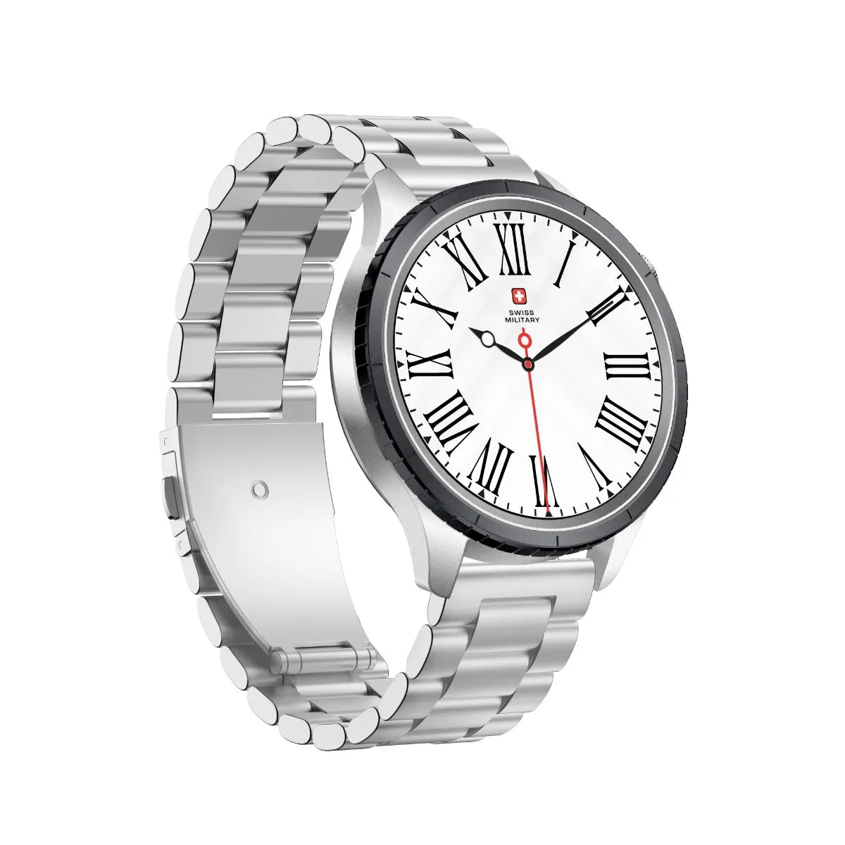 Swiss Military DOM 8 Smartwatch with Silver Strap and Black Watch Ring