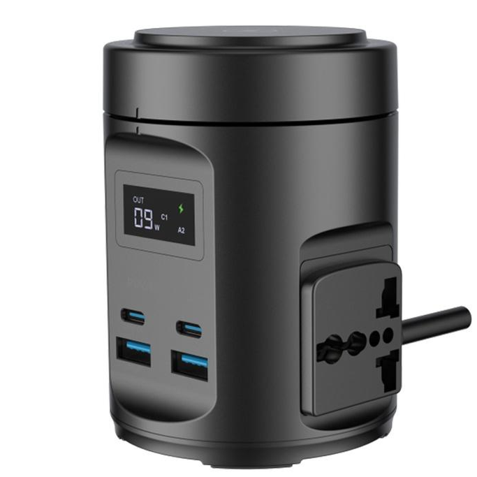 Powerology MagSafe Power Hub USB-C Power Delivery and USB-A QC 3.0 - Black