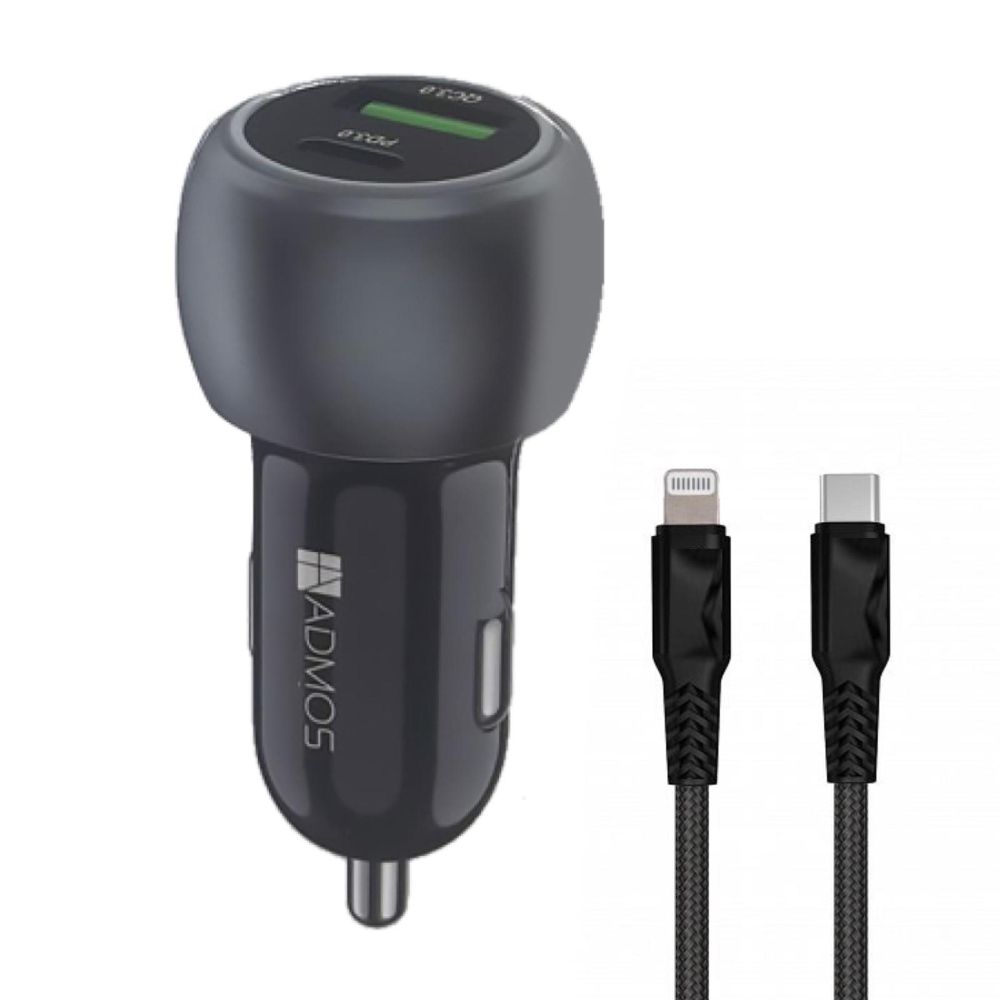 ADMOS Fast Charging Car Charger PD 38W With Type-C To Lighting Cable 35W AM-813PD