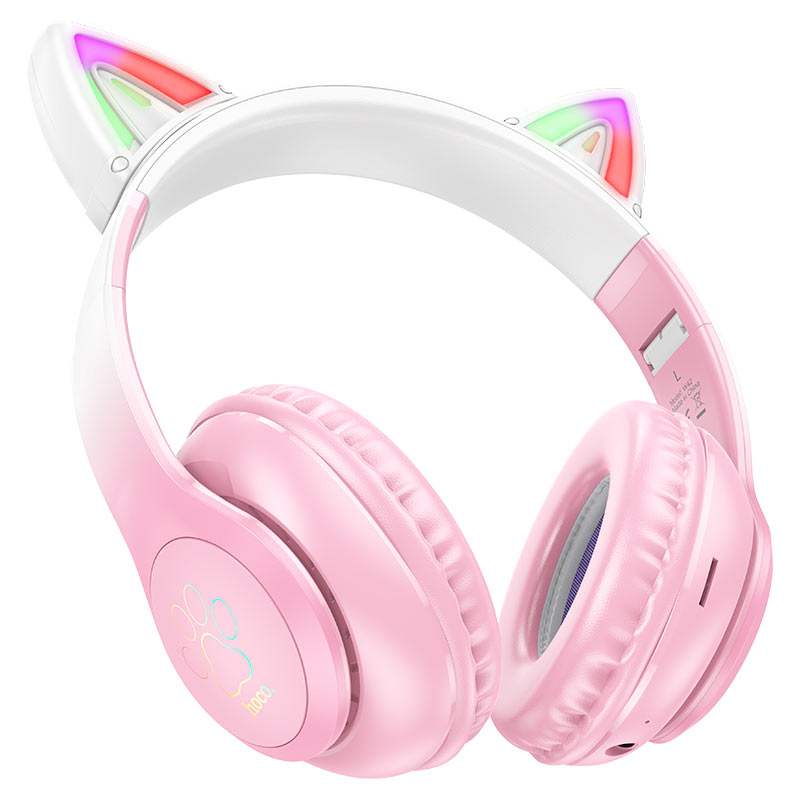 Hoco Cat Ear Wireless Headphones W42- Pink