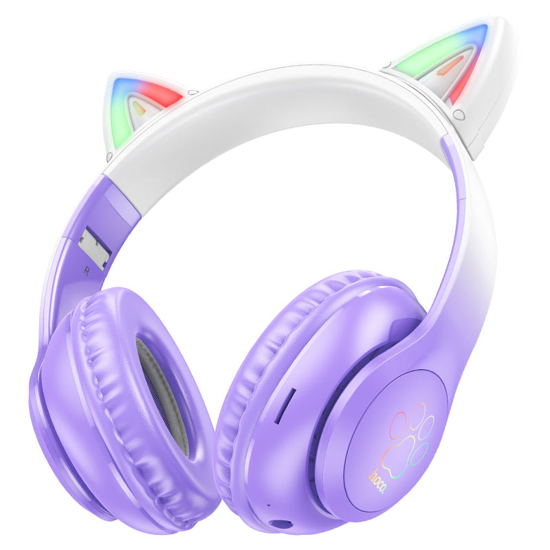 Hoco Cat Ear Wireless Headphones W42- Purple