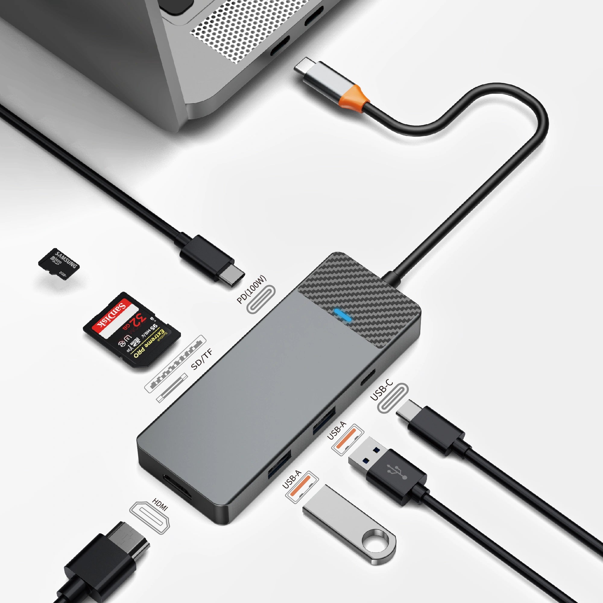wiwu Linker 7 in 1 USB-C Hub A721HD -GRAY