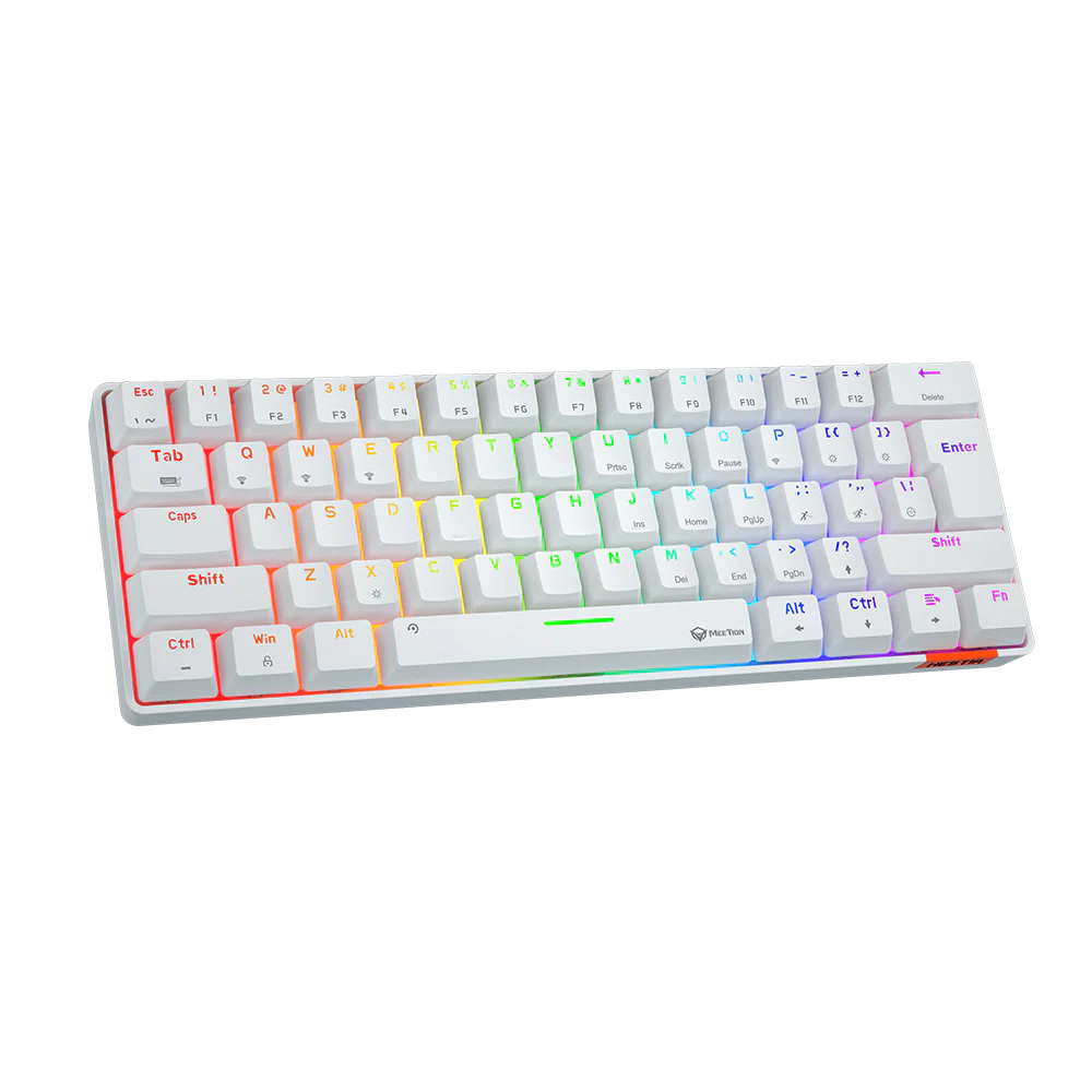 MEETION Dual Mode Bluetooth 60% Gaming Keyboard MK005BT WHITE